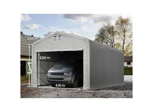 4260626611134 - 5x8m Zeltgarage PVC-Plane grau mit Statik (Erduntergrund) - (99402)