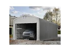 4260626611264 - TOOLPORT 5x10m Zeltgarage PVC-Plane grau mit Statik (Betonuntergrund) - (99415)