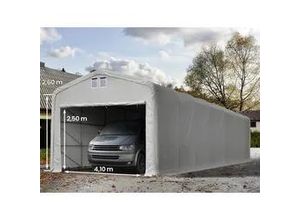 4260626611288 - 5x30m Zeltgarage PVC-Plane grau mit Statik (Betonuntergrund) - (99417)