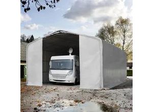 4260626611684 - 8x12m Zeltgarage PVC-Plane grau mit Statik (Betonuntergrund) - (99457)