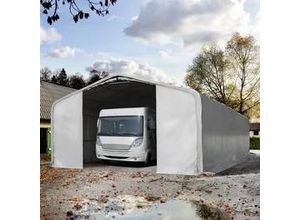 4260626611806 - 8x12m Zeltgarage PVC-Plane grau mit Statik (Betonuntergrund) - (99469)