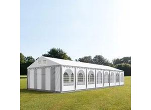 4260626613374 - PRO 6x22m Partyzelt PVC-Plane grau-weiß mit Bodenrahmen - (37736)