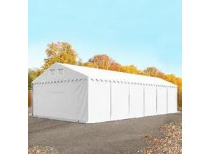 4260626615361 - 6x12 m Lagerzelt PVC-Plane weiß mit Bodenrahmen mit Statik (Betonuntergrund) - (67512)