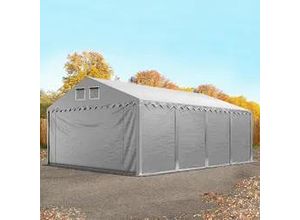 4260626615569 - 5x8 m Lagerzelt PVC-Plane grau mit Bodenrahmen mit Statik (Betonuntergrund) - (57712)