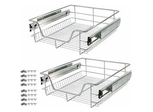 4260627420391 - 2x Teleskop Schublade Küchenschublade Korbauszug ausziehbar 50 cm - Arebos