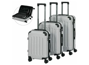 4260627420988 - AREBOS Reisekoffer 3er Set Hartschalen Koffer Trolley Kofferset M-L-XL-Set - Silber