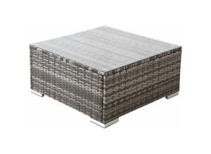 4260627425112 - Polyrattan Glastisch Kaffeetisch Beistelltisch Gartentisch Grau - Grau - Arebos