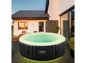 4260627426362 - In-Outdoor Whirlpool Spa Pool Wellness Massage aufblasbar rund mit led - Schwarz - Arebos