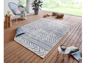 4260628029661 - Teppich BIRI Wendeteppich Teppiche Gr B L 120 cm x 170 cm 5 mm 1 St beige (creme blau) Esszimmerteppiche In-& Outdoor Wetterfest Balkon Garten Wohnzimmer Wasserfest Boho