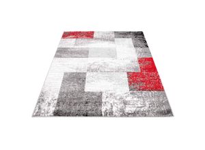 4260629132247 - Teppich CARPET CITY Moda 1989 Teppiche Gr B L 190 cm x 280 cm 11 mm 1 St rot (rot grau) Esszimmerteppiche