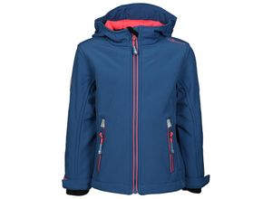 4260629299933 - TROLLKIDS - Softshell-Jacke GIRLS TROLLFJORD in midnight blue coral Gr176