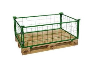 4260633288664 - Gitteraufsatzrahmen für Europaletten Nutzlast bis 800 kg Öffnungsklappe stapelbar L 1200 x B 800 x H 400 mm Stahl maigrün RAL 6017