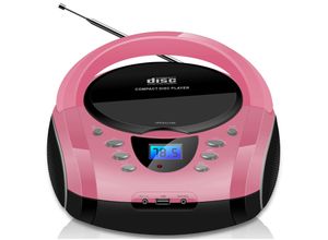 4260633470915 - Boombox Tragbarer CD-Player Kinder Radio CD-Radio Stereoanlage Pink - Pretty Pink