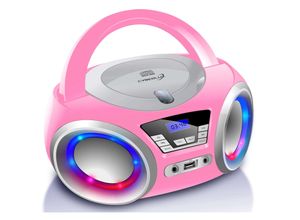 4260633471141 - CD-Player mit LED-Beleuchtung Tragbares Stereo Radio CD-Player Kinder Radio Stereo Radio Stereoanlage Pink