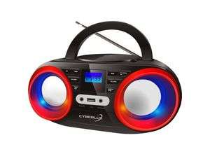 4260633471165 - CD-Player CD-Radio Tragbares Kinder Radio Boom Box CD MP3 USB AUX IN LED-Disco-Beleuchtung Schwarz Rot