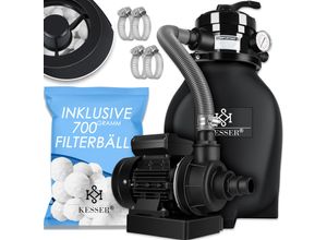 4260635554354 - KESSER® Sandfilter Sandfilteranlage + 700g Filterbälle ersetzen 25kg Filtersand- Poolfilter 10 m³ h Filteranlage Filterkessel für Pool Schwimmbecken 4-Wege Ventil  einfache Steuerung