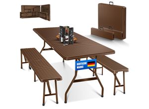 4260635554491 - KESSER® Bierzeltgarnitur - 3-teilig Set Tisch + 2 x Bank für drinnen - draußen klappbar Tragegriffe HxBxT 73x180x75 cm Kunststoff Rattan-Look Gartengarnitur Klapptisch Gartentisch 4260635554491 - KESSER® Bierzeltgarnitur - 3-teilig Set Tisch + 2 x Bank für drinnen - draußen klappbar Tragegriffe HxBxT 73x180x75 cm Kunststoff Rattan-Look Gartengarnitur Klapptisch Gartentisch