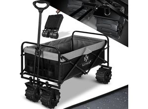 4260635556204 - KESSER® Bollerwagen faltbar mit Breite Reifen Handwagen Transportkarre Gerätewagen inkl 2 Netztaschen klappbar Kunststoff-Reifen bis 120 kg Tragkraft transportwagen Gartenanhänger