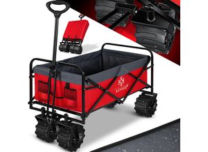 4260635556211 - KESSER® Bollerwagen faltbar mit Breite Reifen Handwagen Transportkarre Gerätewagen inkl 2 Netztaschen klappbar Kunststoff-Reifen bis 120 kg Tragkraft transportwagen Gartenanhänger