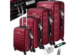 4260635557812 - KESSER® 4tlg Hartschalenkofferset Hartschalenkoffer Reisekoffer Set Reisekofferset Trolley Koffer Inkl Kofferwaage + Gepäckanhänger Rollkoffer Schloss 4 Rollen ABS-Hartschale Teleskopgriff S-M-L-XL