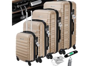 4260635557836 - KESSER® 4tlg Hartschalenkofferset Hartschalenkoffer Reisekoffer Set Reisekofferset Trolley Koffer Inkl Kofferwaage + Gepäckanhänger Rollkoffer Schloss 4 Rollen ABS-Hartschale Teleskopgriff S-M-L-XL