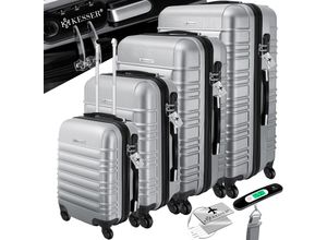 4260635557850 - KESSER® 4tlg Hartschalenkofferset Hartschalenkoffer Reisekoffer Set Reisekofferset Trolley Koffer Inkl Kofferwaage + Gepäckanhänger Rollkoffer Schloss 4 Rollen ABS-Hartschale Teleskopgriff S-M-L-XL