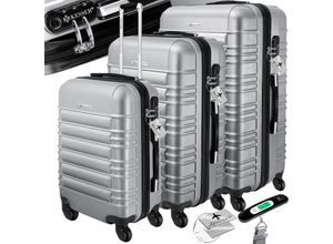 4260635557874 - KESSER® 3tlg Hartschalenkofferset Hartschalenkoffer Reisekoffer Set Reisekofferset Trolley Koffer Inkl Kofferwaage + Gepäckanhänger Rollkoffer Schloss 4 Rollen ABS-Hartschale Teleskopgriff M-L-XL