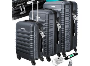 4260635557911 - KESSER® 3tlg Hartschalenkofferset Hartschalenkoffer Reisekoffer Set Reisekofferset Trolley Koffer Inkl Kofferwaage + Gepäckanhänger Rollkoffer Schloss 4 Rollen ABS-Hartschale Teleskopgriff M-L-XL