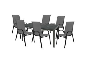 4260635721893 - - Gartengarnitur 7-teilig 180x90cm Anthrazit Grau Non-Wood-M691854+6xMMC330888 4260635721893 - - Gartengarnitur 7-teilig 180x90cm Anthrazit Grau Non-Wood-M691854+6xMMC330888