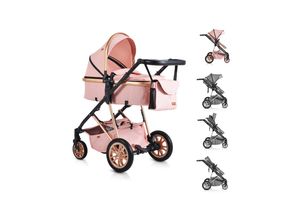 4260636041846 - Kombikinderwagen Midas 2 in 1 Sportsitz umbaubar Wickeltasche Fußabdeckung rosa