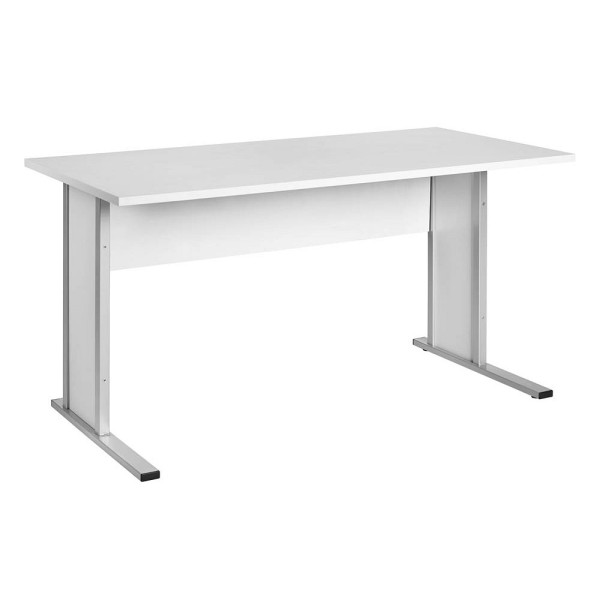 4260637312723 - Schreibtisch 701417 65-130cm (H) 140x65cm (BxT) rechteckig lichtgrau   silber 4260637312723 MÖBELPARTNER