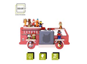 4260641122714 - Holz Feuerwehr Auto Kinder Regal Toniebox Figuren Wandregal Tonies Musikbox (Farbe Rot)