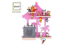 4260641123124 - Holz Karussell Pferde Kinder Regal Toniebox Figuren Wandregal Tonies Musikbox (Farbe Pink)