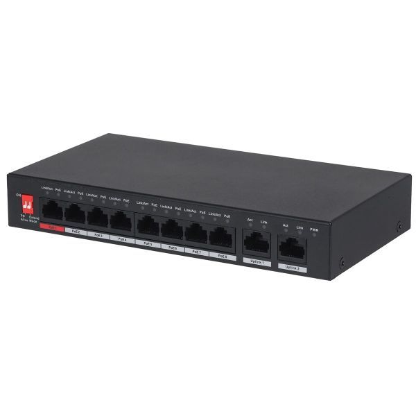 4260642058166 - GOLIATH 8-Port PoE Switch +2 Base T X Port (RJ45 10 100 1000Mbps Ethernet Switch)