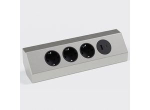 4260642313456 - kalb Ecksteckdose Edelstahl Dreiecksteckdose Mehrfachsteckdose zum Nachrüsten 3x 230VAC Steckplätze 1Steckplatz mit 155W USB Charger Type A+C Schuko-Stecker