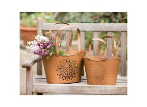 4260644457035 - 2x Deko Tasche aus Metall in Rost Optik Windlicht Vase Kerzenständer Tischdeko Gartendeko für Drinnen & Draußen