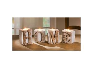 4260644458353 - Teelichthalter Home 4tlg Kerze Schein Leuchte Lampe brennen Holz FF-101535