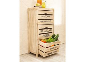 4260644458391 - Dekoleidenschaft - Holz Kommode Food Storage für Obst & Gemüse Küchenschrank