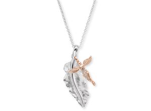 4260645863415 - Kette mit Anhänger ENGELSRUFER Feder & Engel ERN-FEDER-ANGEL Halsketten Gr Silber 925 (Sterlingsilber) Länge 50 cm rosegold (silberfarben roségoldfarben kristallweiß kristallweiß) Damen Ketten mit Anhänger Zirkonia (synth)