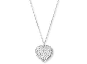 4260645863484 - Kette mit Anhänger ENGELSRUFER Herz Lebensblume ERN-HEARTLIFL-ZI Halsketten Gr Silber 925 (Sterlingsilber) Länge 50 cm silberfarben (silberfarben kristallweiß) Damen Ketten mit Anhänger Zirkonia (synth)