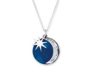 4260645865273 - Kette mit Anhänger ENGELSRUFER SONNE MOND STERN ERN-MOON-PB Halsketten Gr Silber 925 (Sterlingsilber) Länge 50 cm Breite 14 mm bunt (silberfarben blau) Damen Ketten mit Anhänger zu Kleid Shirt Jeans Sneaker Anlass Geburtstag Weihnachten