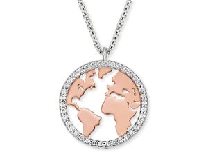 4260645869691 - Kette mit Anhänger ENGELSRUFER WELT SILBER BICOLOR ERN-WORLD-BICOR-ZI Halsketten Gr Silber 925 (Sterlingsilber) Länge 44 cm rosegold (silberfarben roségoldfarben weiß) Damen Ketten mit Anhänger Zirkonia (synth)