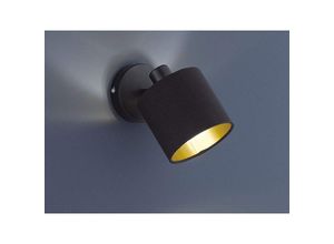 4260647052053 - Meinewunschleuchte - led Wandstrahler mit Stoffschirm Schwarz innen Gold Ø12cm