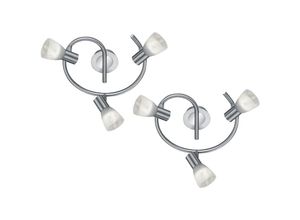 4260647052268 - Leuchten - led Deckenleuchte 3 flammiges Rondell im 2er Set Nickel matt mit Glasschirmen