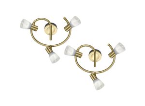 4260647052275 - Leuchten - led Deckenleuchte 3 flammiges Rondell im 2er Set Messing matt mit Glasschirmen