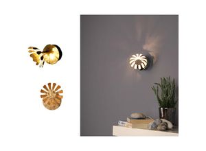 4260647053869 - - Einflammige led Wandleuchten im 2er set aus Metall in Blattgold mit Blumen Motiv