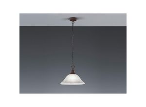 4260647056709 - Meinewunschleuchte - led Pendelleuchte 1 flammig Metall in Rost Schirm Glas Alabaster Ø335cm