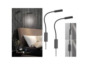 4260647056891 - Meinewunschleuchte - 2er set Leselampen für Bett- oder Wandmontage mit Kabel & Stecker Schwarz