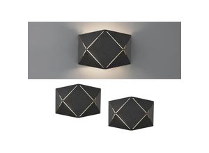4260647057072 - Leuchten - Kleine geometrische led Wandlampen im 2er set mit Lasercut Muster schwarz matt