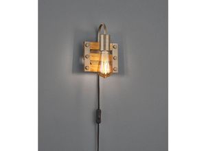 4260647058505 - Meinewunschleuchte - Einflammige Holzbrett led Wandlampe mit ausgefallenem Vintage Industriedesign